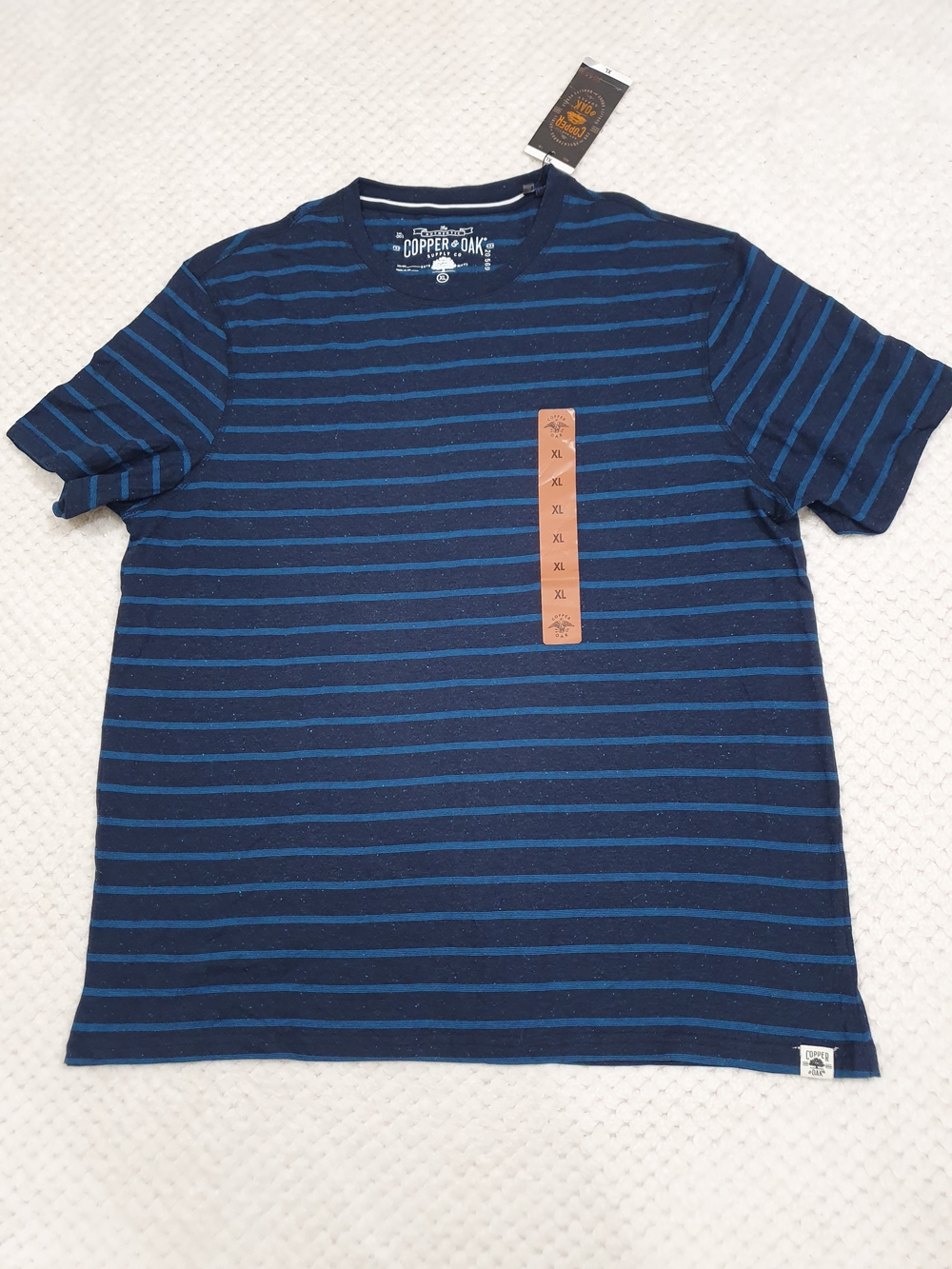 Copper + Oak Men's Dark Navy Striped Short Sleeve Tee